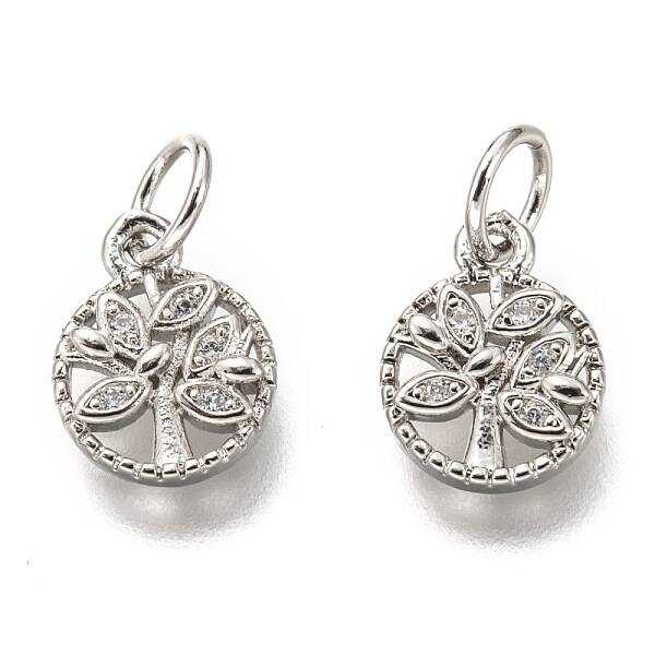 Brass Micro Pave Clear Cubic Zirconia Charms
