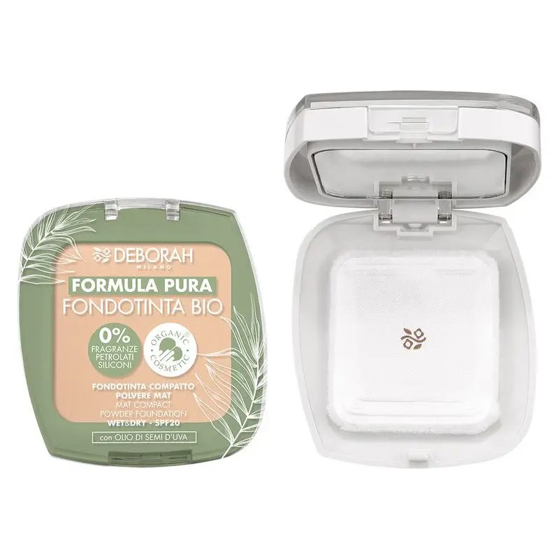 Deborah Compact Foundation Bio Powder Mat Spf 20 Pure Formula 01 - Fair (23 G)