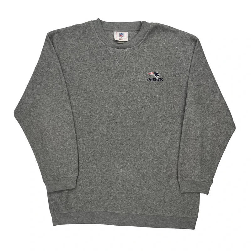 New England Patriots Nfl Graphic Sweatshirt - XL Grey Cotton Blend