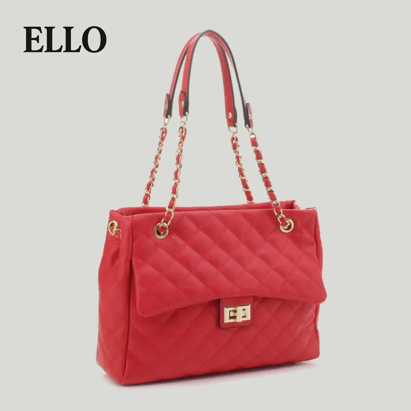 Shirley Women's Quilted Chain Tote Bag – Affordable Vegan Leather, Classic Flap Shoulder Bag for School and Work – Stylis...
