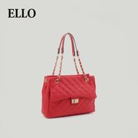 Women's Quilted Chain Shoulder Bag – Elegant Turn-Lock Flap Purse for Work or Daily Use – Chic Red Handbag Perfect Mother...