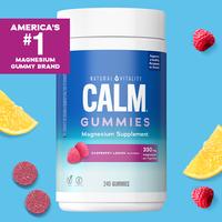 CALM Gummies – With Magnesium – Helps Manage Occasional Stress, Ease Tension & Relax – Raspberry Lemon Flavor – 240 V...