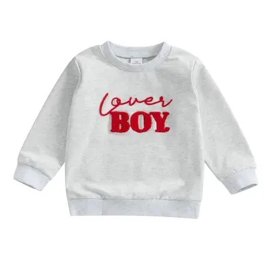 Valentine's Day Toddler Baby Boy Sweatshirt Long Sleeve Pullover Lover Boy Blouses Letter Print Tops Boy Valentine Shirt