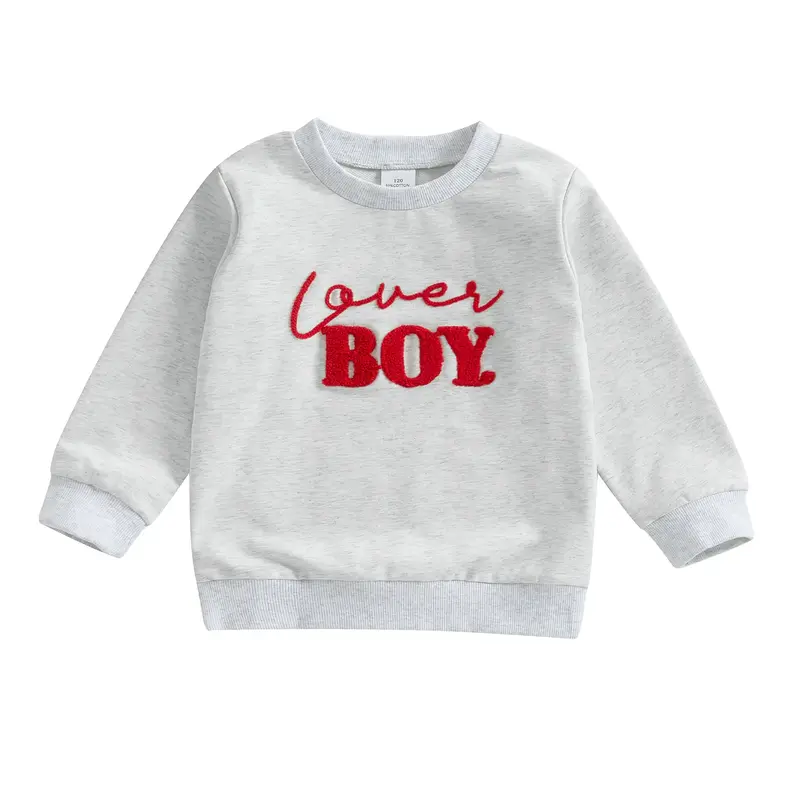 Valentine's Day Toddler Baby Boy Sweatshirt Long Sleeve Pullover Lover Boy Blouses Letter Print Tops Boy Valentine Shirt