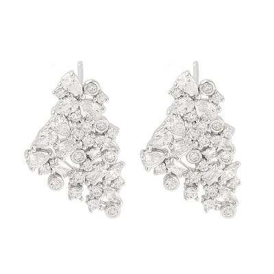 925 Sterling Silver Micro Pave Clear Cubic Zirconia Stud Earrings