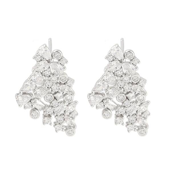 925 Sterling Silver Micro Pave Clear Cubic Zirconia Stud Earrings