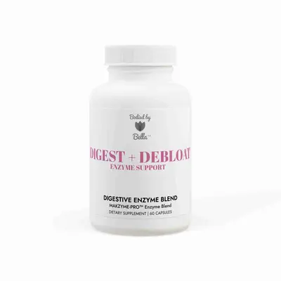 Digest + Debloat Enzyme Support - White bottle + cap , Unflavored , 60 Vegetable capsules