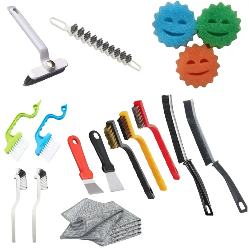 21pcs Home Cleaning Brush Set with Dish Sponges & Washing Rags for Door Window Track Sliding Corner Scouring Multipurpose Cle...