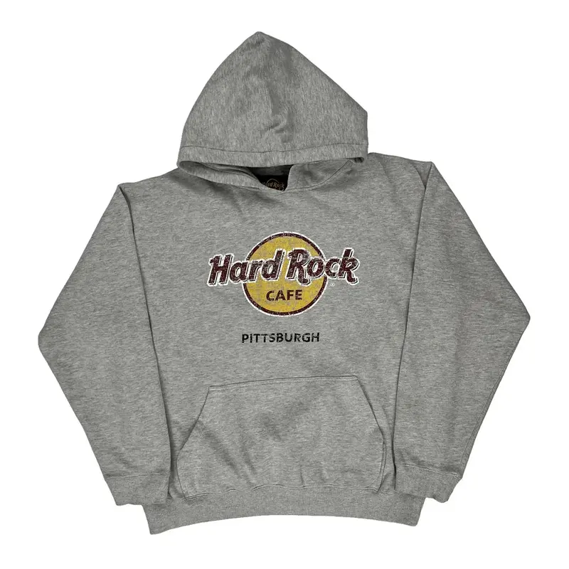 Pittsburgh Hard Rock Cafe Hoodie - XL Grey Cotton Blend