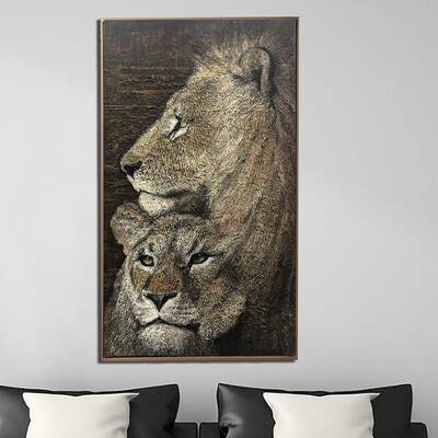 Lions Painting King Of Beasts Oil Painting Lion Abstract Painting Wild Animal Artwork Forest Animal Wall Art Animal Canvas Ar...