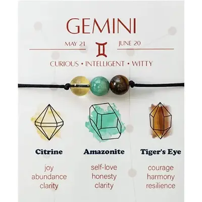 Zodiac Bead Bracelets - 3 Polished Birthstone Crystal Beaded Bracelets - Made of Real & Natural Gemstones, Adjustable 3-9.7�...