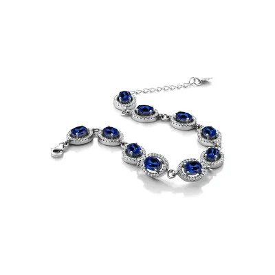 Sterling Silver Sapphire Round Charm Bracelet Gemstone Bracelets