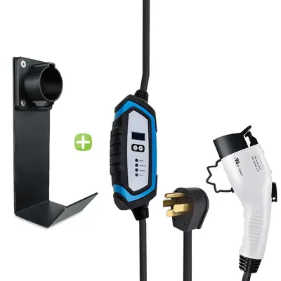 Lectron Portable Level 2 J1772 EV Charger + Charger Handle Dock and J-Hook Bundle | 240V | 32 Amp | NEMA 14-50 | 21 ft Cord