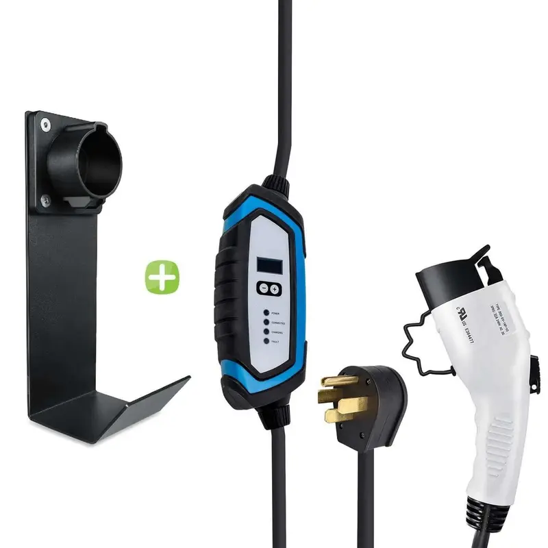 Lectron Portable Level 2 J1772 EV Charger + Charger Handle Dock and J-Hook Bundle | 240V | 32 Amp | NEMA 14-50 | 21 ft Cord
