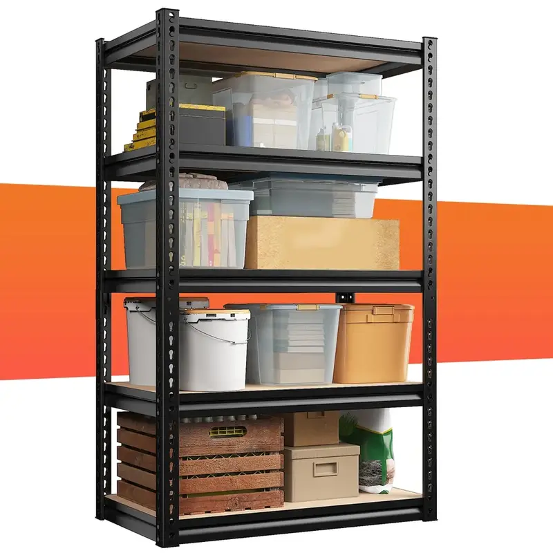 Raybee Garage Shelves Classic 5-Tier Metal Storage Shelving Unit Height Adjustable Utility Racks for Craft Warehouse Pantry K...