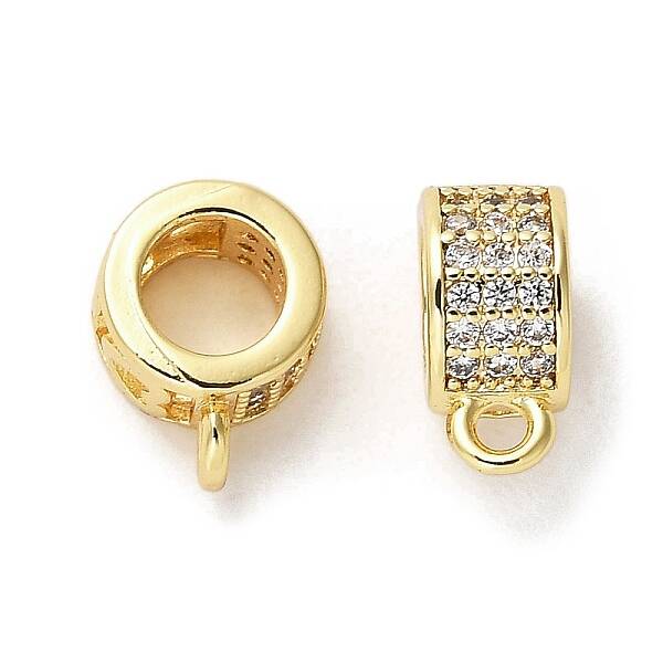 Brass Micro Pave Cubic Zirconia Tube Bails