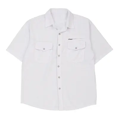 Aoxikai Short Sleeve Shirt - Large White Cotton