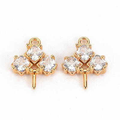 Brass Micro Pave Clear Cubic Zirconia Peg Bails