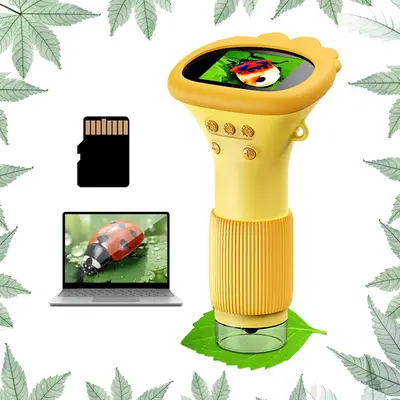 Microscope Portable with Memory Card Digital Scope Photo Video Yellow White Brown School Supplies 100x-1000x Magnification 8 ...