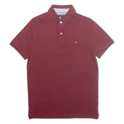TOMMY HILFIGER Slim Fit Mens Polo Shirt Maroon M