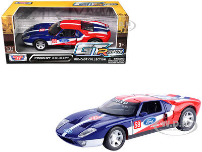 Ford GT Concept 58 Blue and Red with White Stripes \