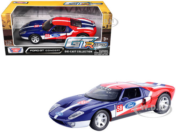 Ford GT Concept 58 Blue and Red with White Stripes \