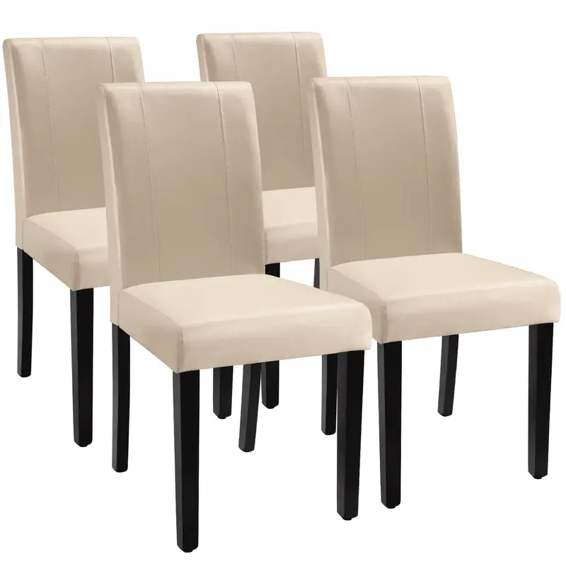 HOMALL Set of 4 Urban Style PU Leather Dining Chairs with Wood Legs
