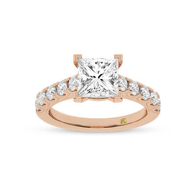 Reno Pavé Set Princess Cut Lab Grown Cathedral Diamond Engagement Ring | Rose Gold 1 7/8 - 5 1/6 CT. TW.