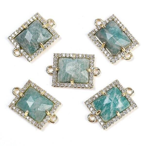 Natural Amazonite Faceted Rectangle Links