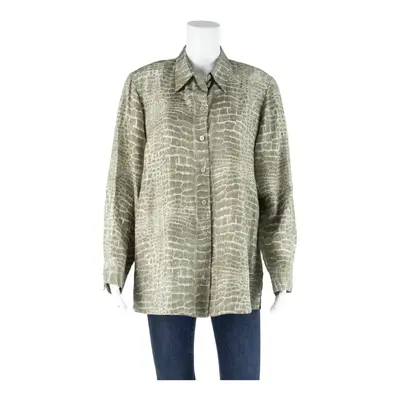 NEUMANN BERLIN Womens Printed Blouse Grey Long Sleeve Silk Animal Print UK 16