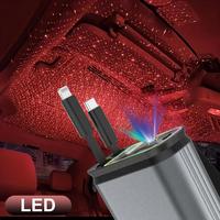 Starlight in Car Roof 4 in 1 Retractable Car Charger with USB C&Lightning Cable & 2 Charging Ports - Fast Charging