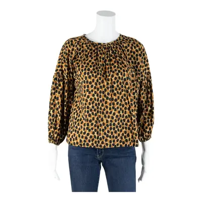 KATE SPADE Puff Sleeve Brown Spotted Long Sleeve Womens M