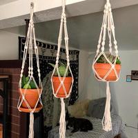 Macrame Plant Hanger, 1 Count Hanging Plant Pot Holder, Plant Pot Net Bag, Home Garden Supplies for Balcony Decoration