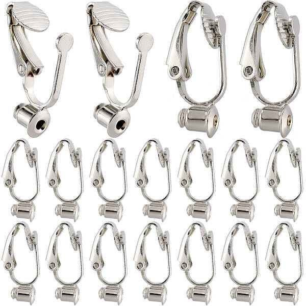 40Pcs Brass Clip-on Earring Converters Findings