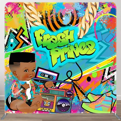 Fresh Prince Graffiti Fabric Backdrop Cover for Baby Shower - Aperturee