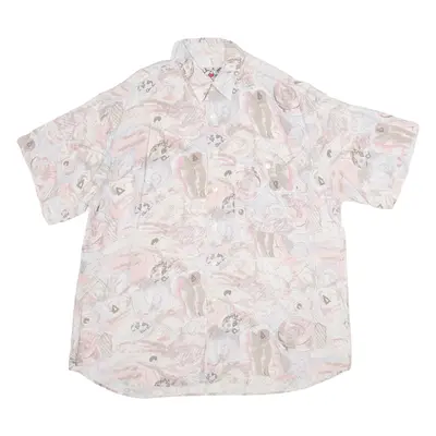 Mens Shirt Pink Crazy Pattern XL