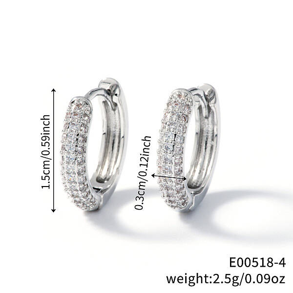 Elegant Brass Rhinestone Ring Hoop Earrings