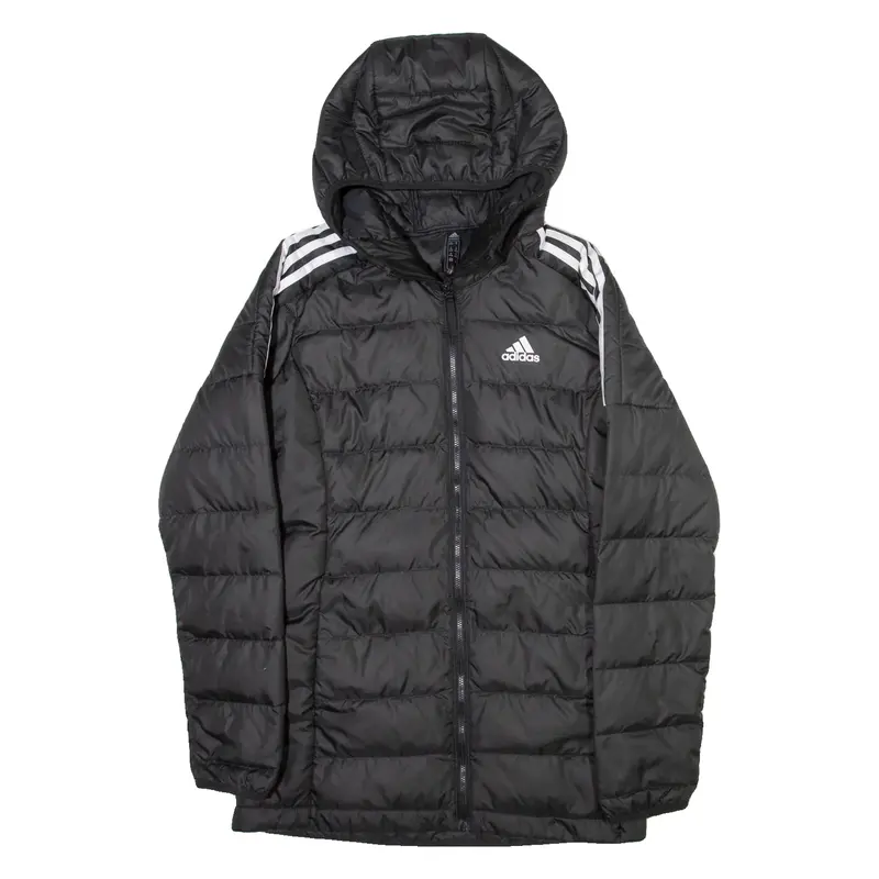 ADIDAS Womens Puffer Jacket Black Hooded XS