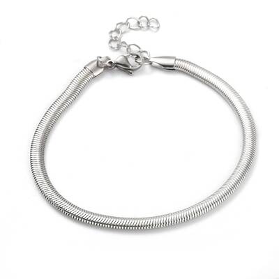 Tarnish Resistant 304 Stainless Steel Flat Snake Chain Bracelets
