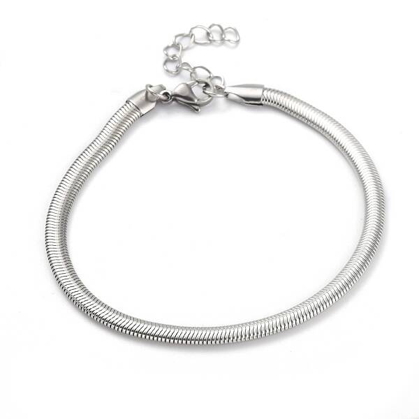 Tarnish Resistant 304 Stainless Steel Flat Snake Chain Bracelets