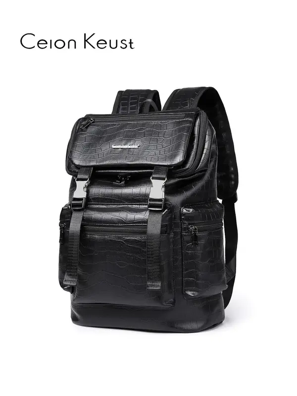 Father's Day Gifts, Fashionable Crocodile Embossed Backpack, 2024 New Style Large Capacity Travel Backpack, Outdoor Camping H...