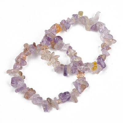 Unisex Chip Natural Ametrine Beaded Stretch Bracelets