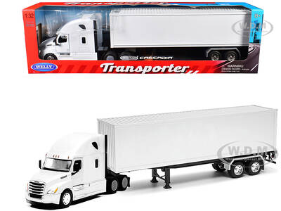Freightliner Cascadia Truck White with White Container \