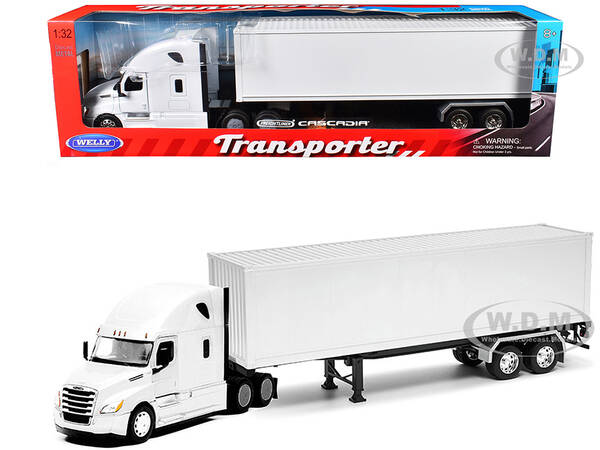 Freightliner Cascadia Truck White with White Container \