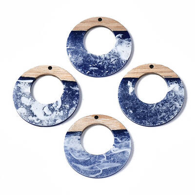 Opaque Resin & Walnut Wood Pendants