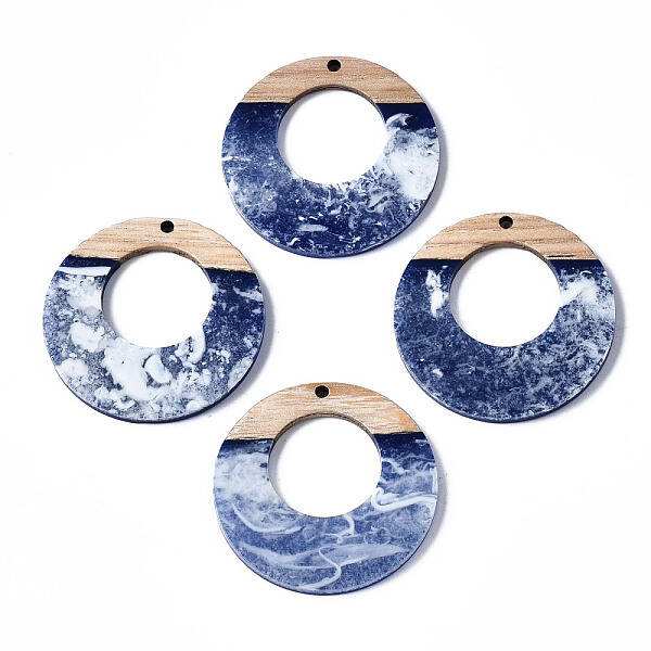 Opaque Resin & Walnut Wood Pendants