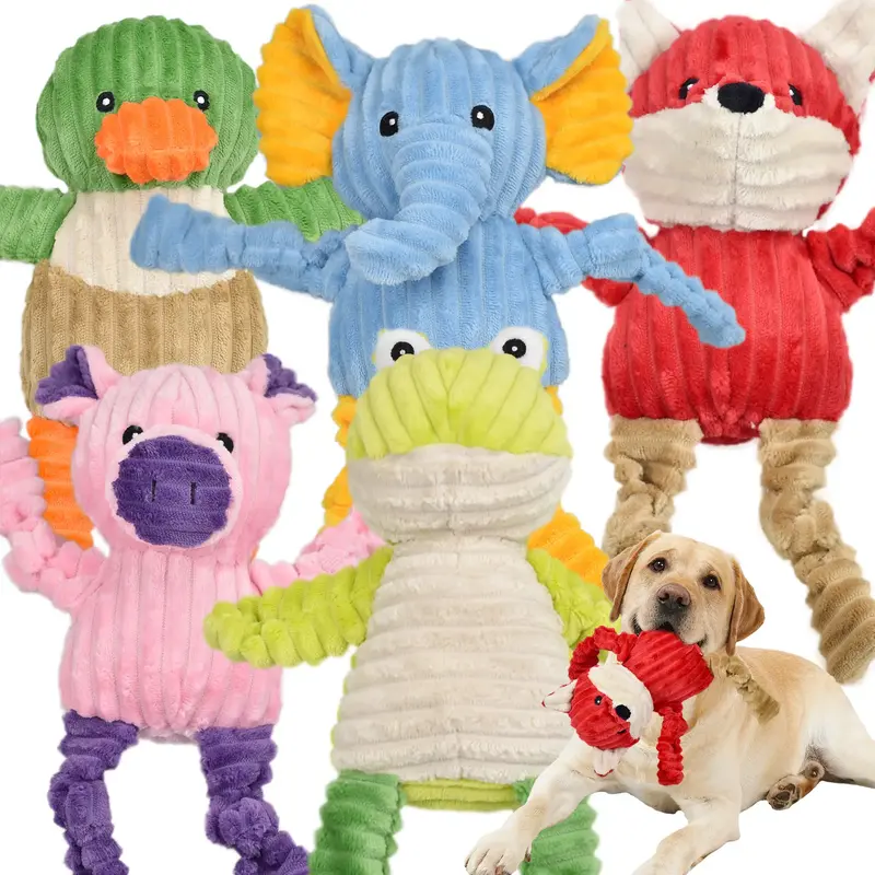 5 Pack Tough Dog Toys Stuffed Squeaky Dog Toys Assortment Plush Animal Dog Toy Value Bundle Puppy Pet Dog Toys for Small Medi...
