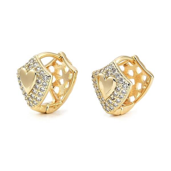 Brass Micro Pave Clear Cubic Zirconia Hoop Earrings for Women