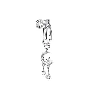 304 Stainless Steel Pave Clear Cubic Zirconia Clip on Belly Rings