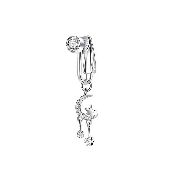 304 Stainless Steel Pave Clear Cubic Zirconia Clip on Belly Rings